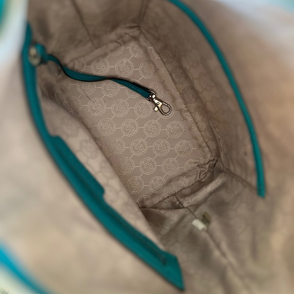 Michael Kors Dark Teal Pebbled Leather Shoulder Bag - Picture 7 of 16